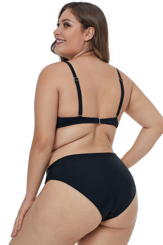 Waves Print Cups Plus Size Bikini Swimwear
