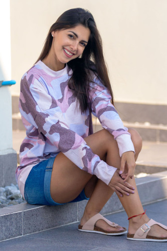 Dusty Pink Digital Camo Print Sweatshirt