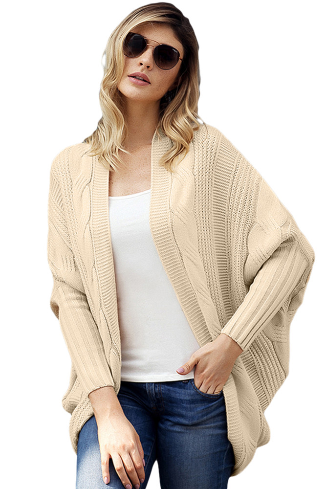 Apricot Luxe Cable Knit Open Front Cardigan