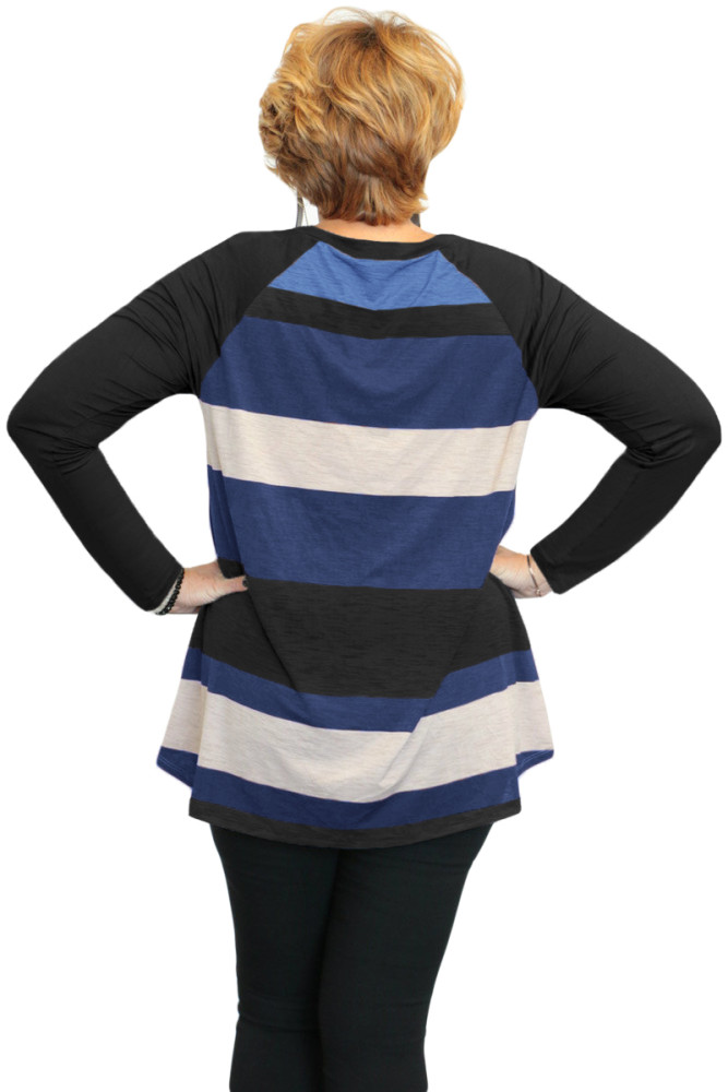 Black Multi Colorblock Raglan Sleeve Plus Size Women Top