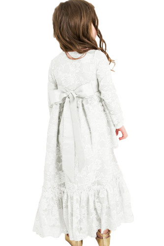 Creamy Floral Lace Flower Girl Maxi Dress