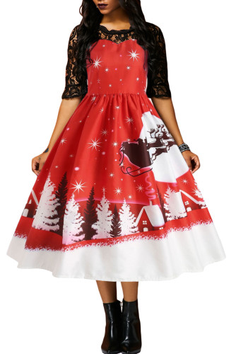 Jingle All The The Way Christmas Print Flared Dress