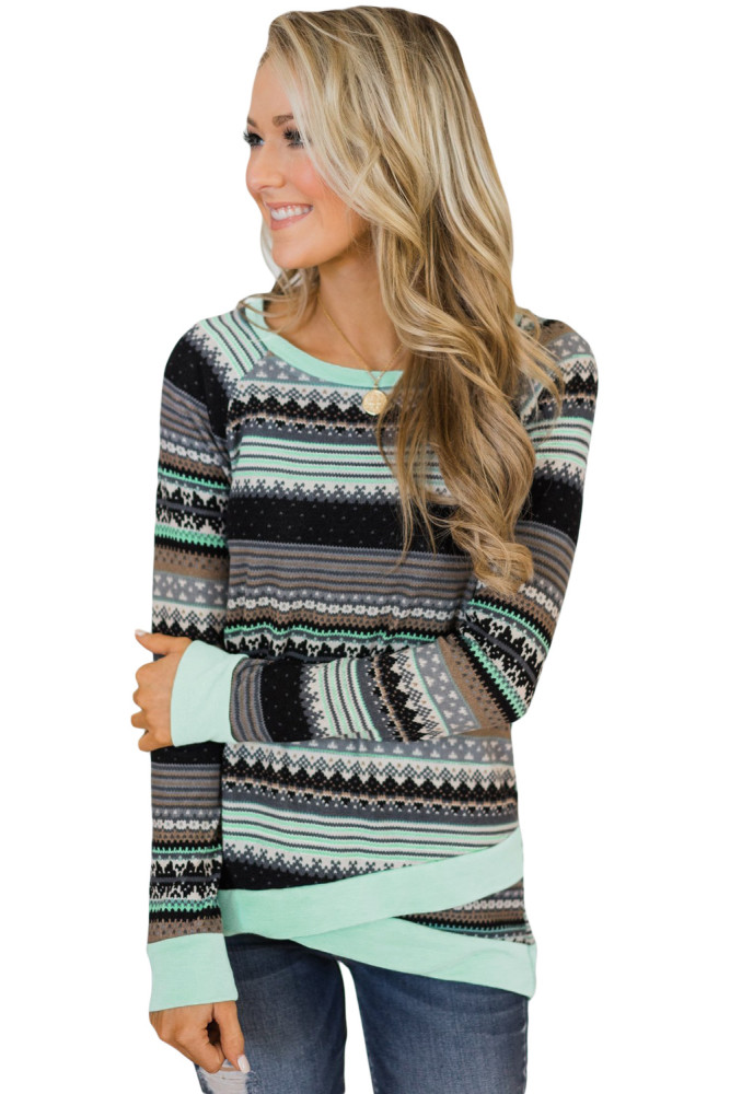 Mint Multi Striped Long Sleeve Top