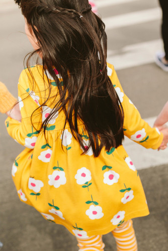 Little Flower Allover Yellow Flared Girl Dress