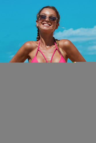 Rosy Braided Rope Strappy Bikini Swimsuit