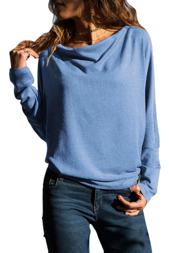 Slate Blue Concise Pullover Sweatshirt