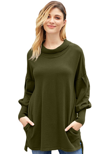Army Green Slope Side Snuggles Tunic Sweater