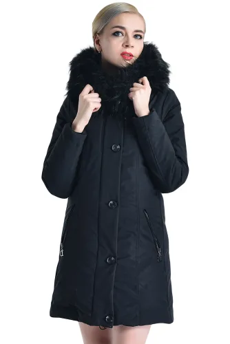 Fur Hooded Winter Rookie Black Parka Jacket