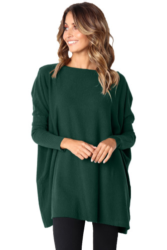 Green Classic Wide Neck Knitted Jumper
