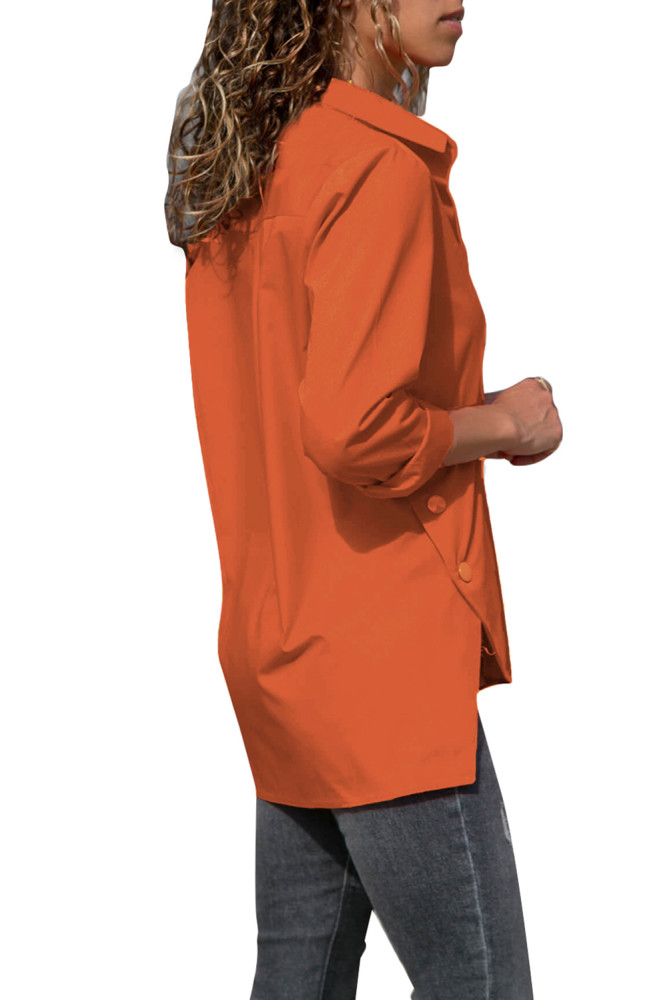 Orange Long Sleeve Button Detail Shirt