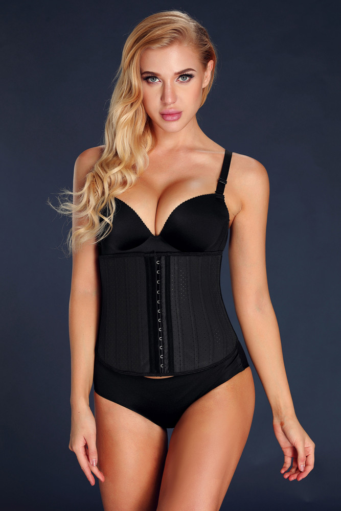 Black 25 Steel Boned Latex Under Bust Corset