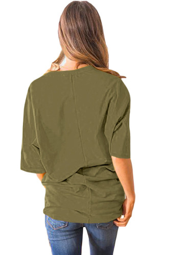 Army Green Button up Shift Top with Pocket