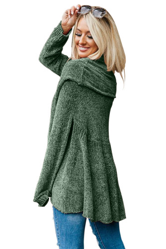 Army Green Velvety Chenille Knitted Cardigan