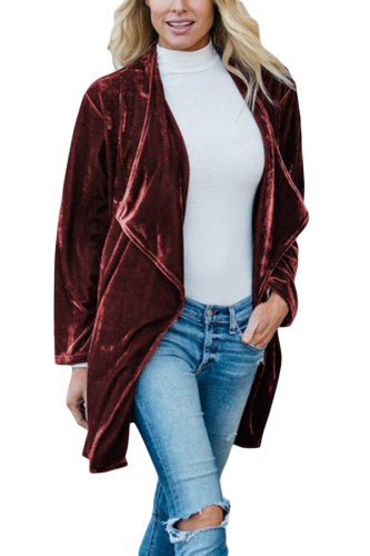 Russet Draped Open Front Velvet Jacket