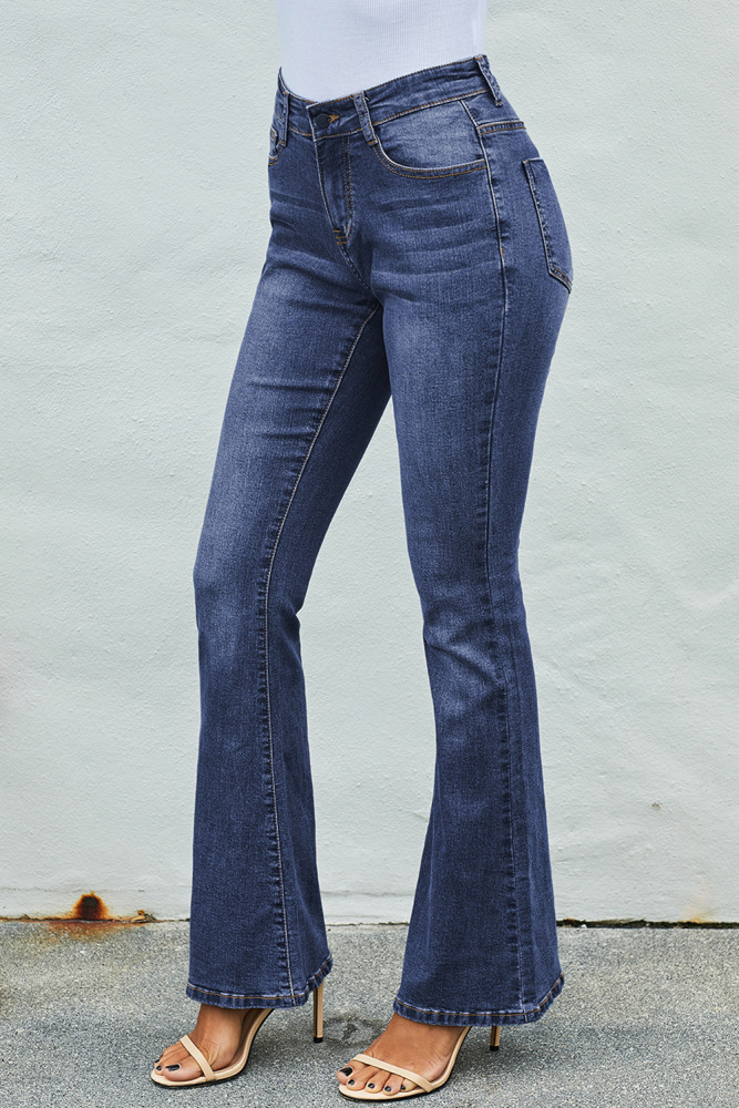 Medium Blue Wash Vintage Wide Leg Jeans