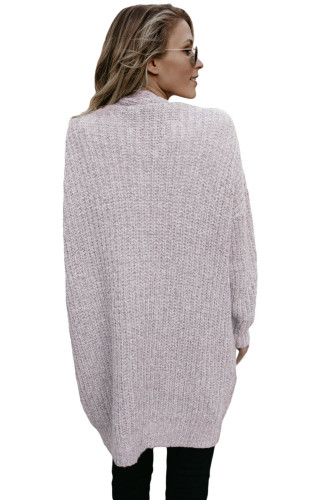 Coffee Pocketed Cable Knit Cardigan