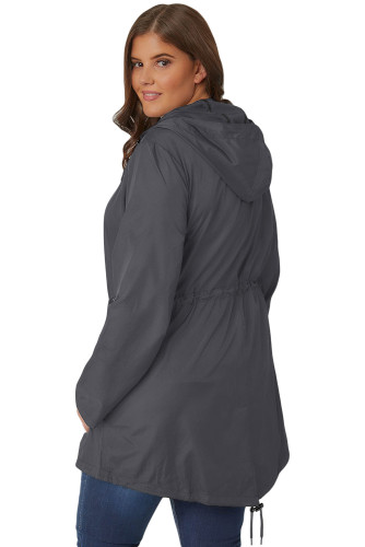 Gray Plus Size Pocket Parka Jacket