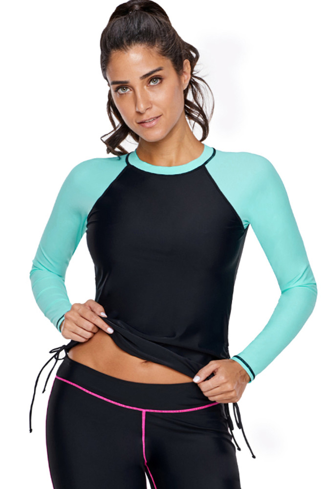 Black Mint Colorblock Long Sleeve Rashguard
