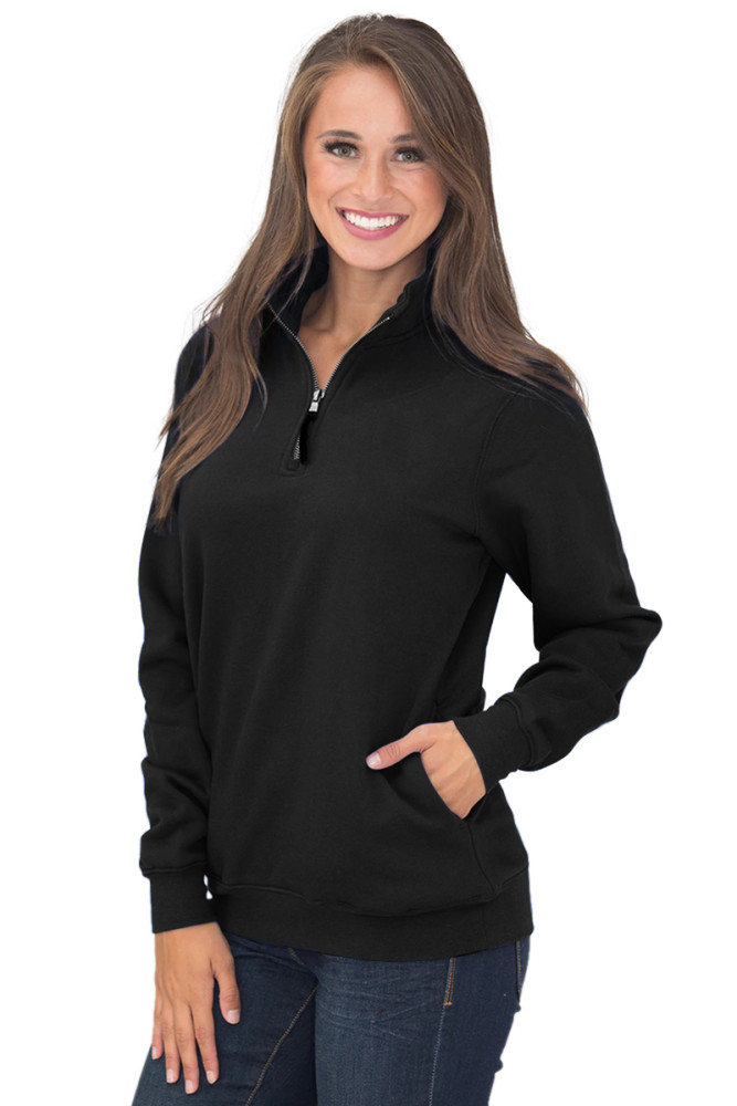 Black Pocket Style Quarter Zip Sweatshirt