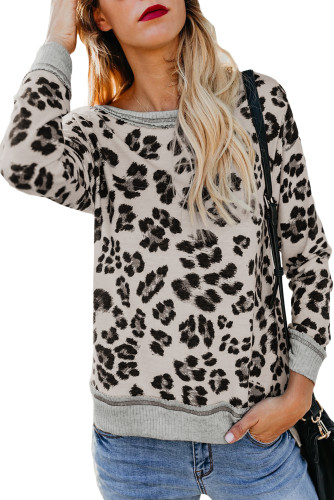 Creamy Leopard Print Sweatshirt