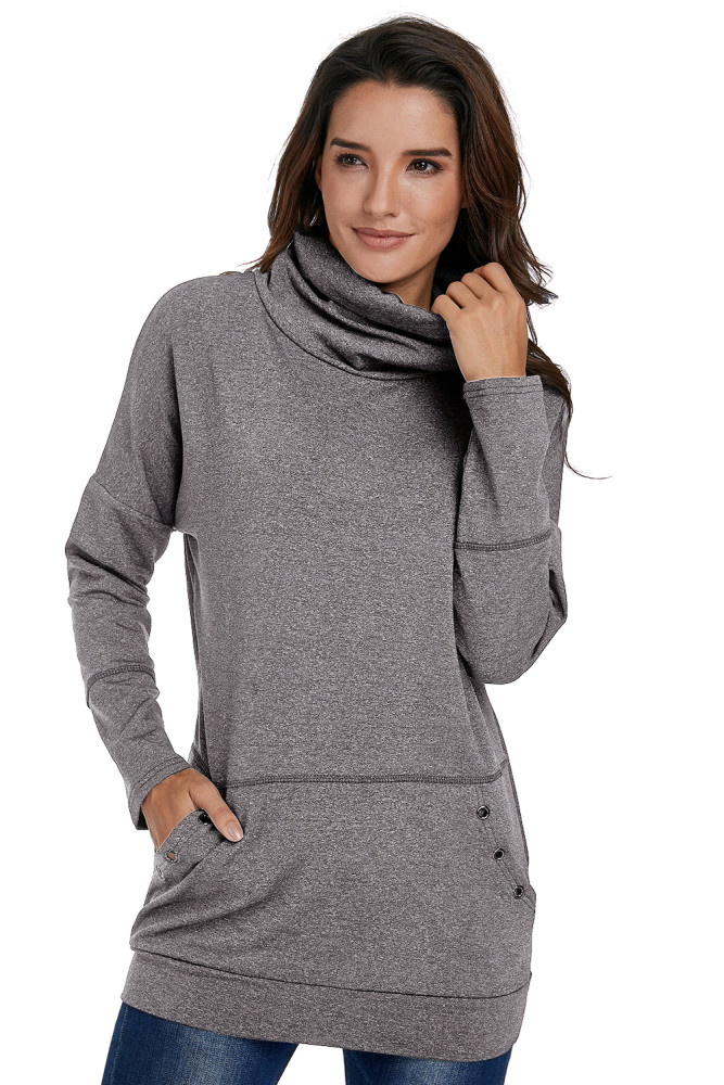 Gray Heathered Kangaroo Pocket Sweatshirt