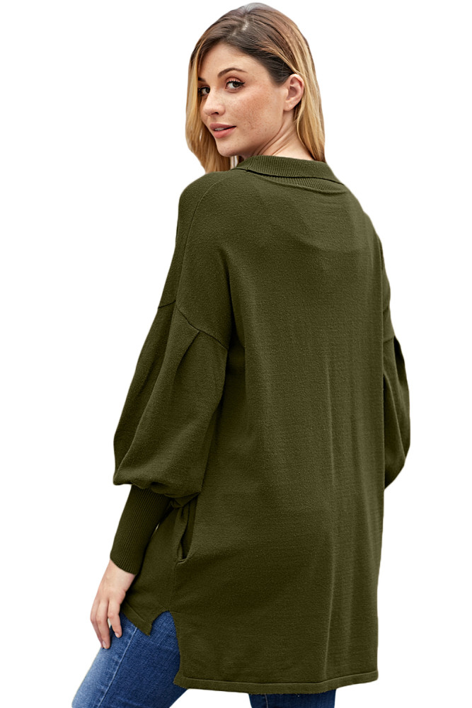 Army Green Slope Side Snuggles Tunic Sweater