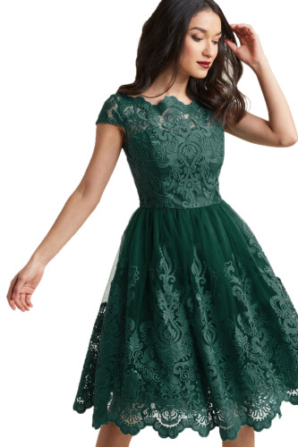 Dreamy Green Lace Embroidered Prom Dress