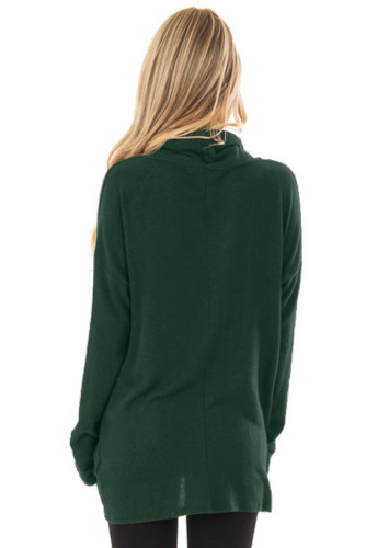 Hunter Green Knot Hem Detail Cowl Neck Top