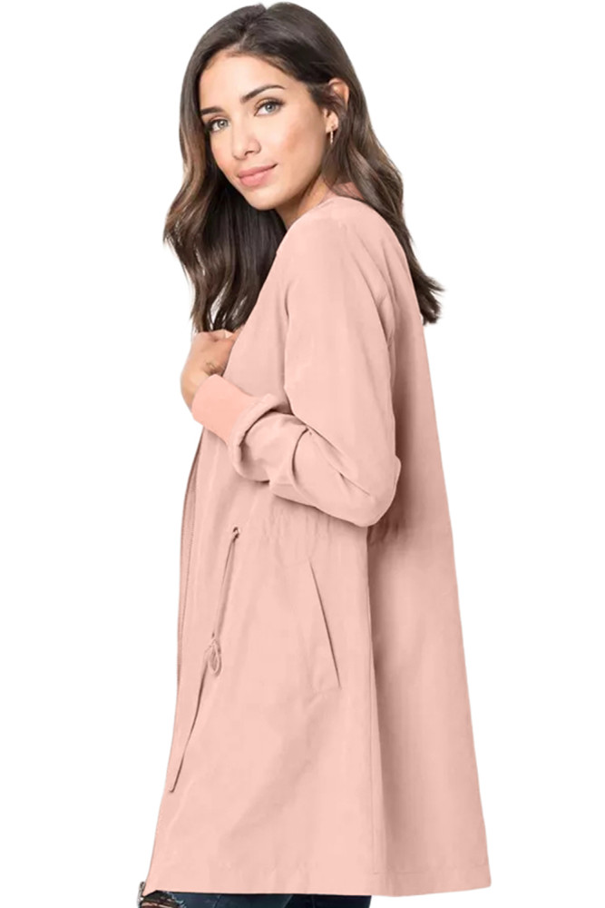 Pink Drawstring Waist Lightweight Outcoat