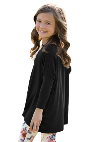 Black Soft Cotton Long Sleeve Girl Top
