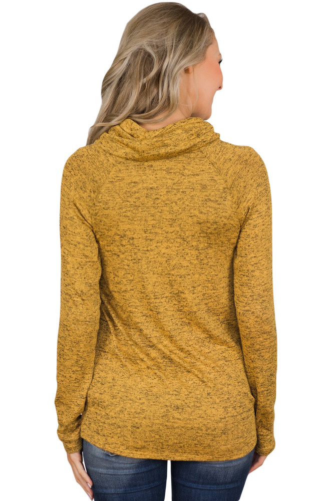 Yellow Charming Ways Cowl Neck Button up Top