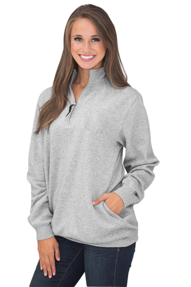 Gray Pocket Style Quarter Zip Sweatshirt