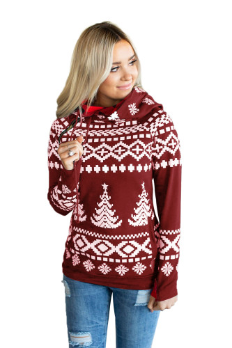 Burgundy Deck the Hall Christmas Hoodie