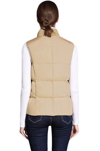 Khaki Sleeveless Female Cotton Jacket