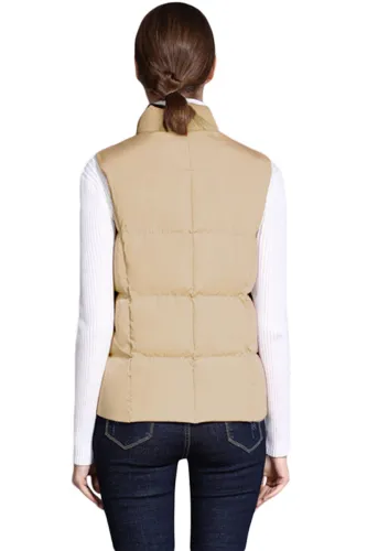 Khaki Sleeveless Female Cotton Jacket