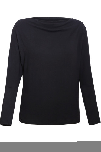 Solid Black Concise Pullover Sweatshirt