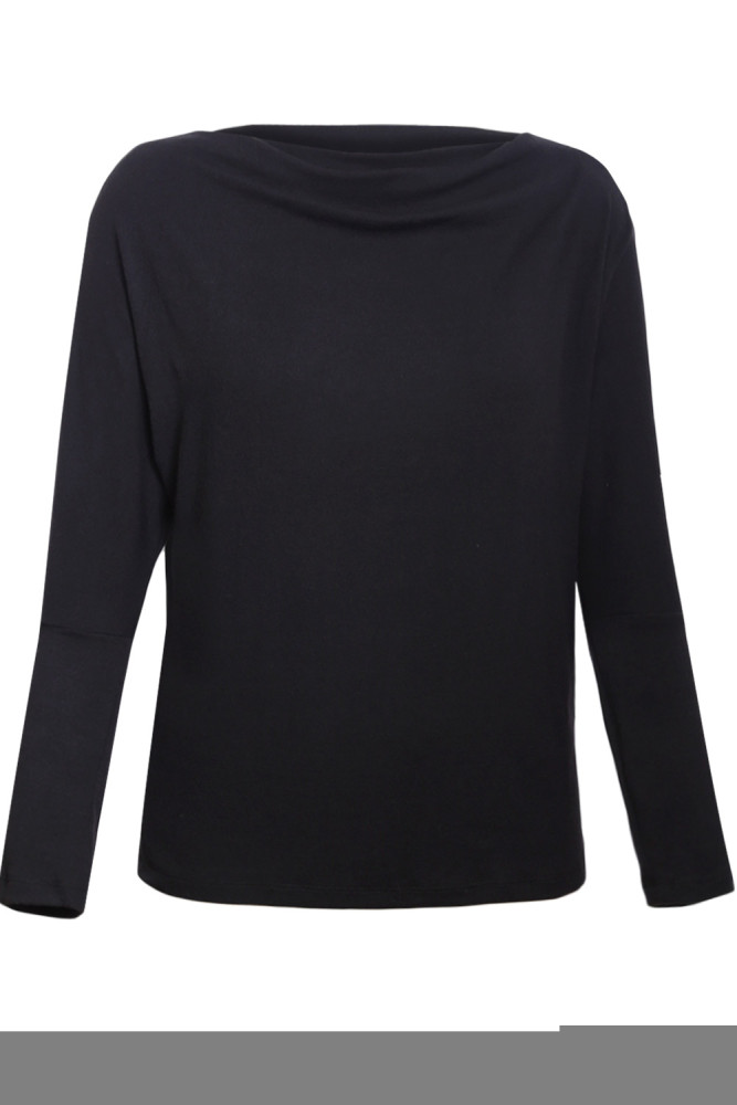 Solid Black Concise Pullover Sweatshirt
