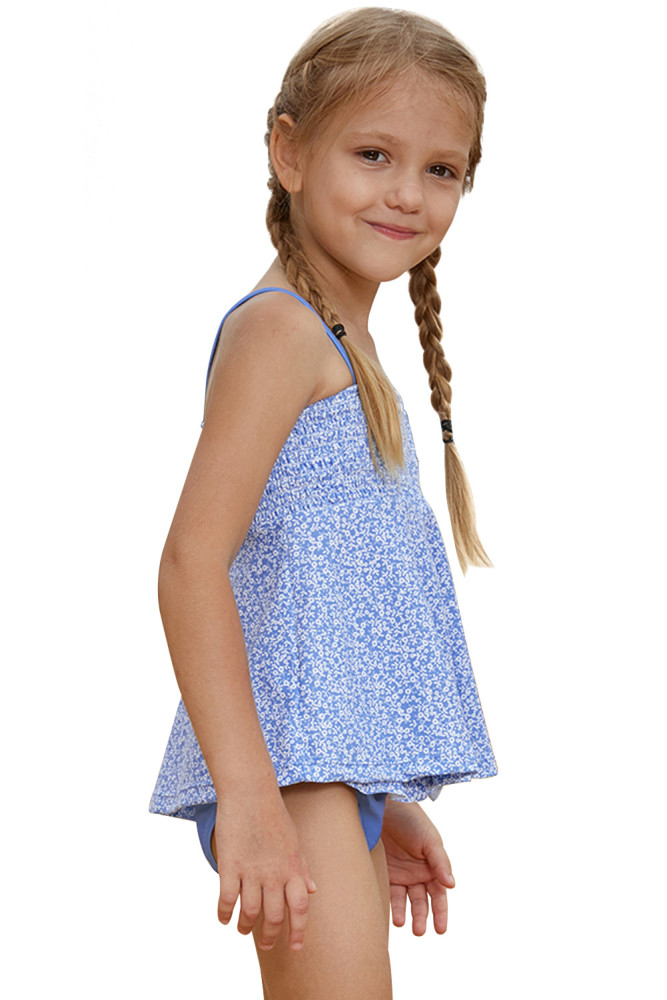 Blue Printed Kid Girls Tankini Swimwear
