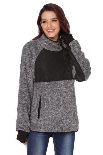 Charcoal Fleece Asymmetrical Snap Pullover