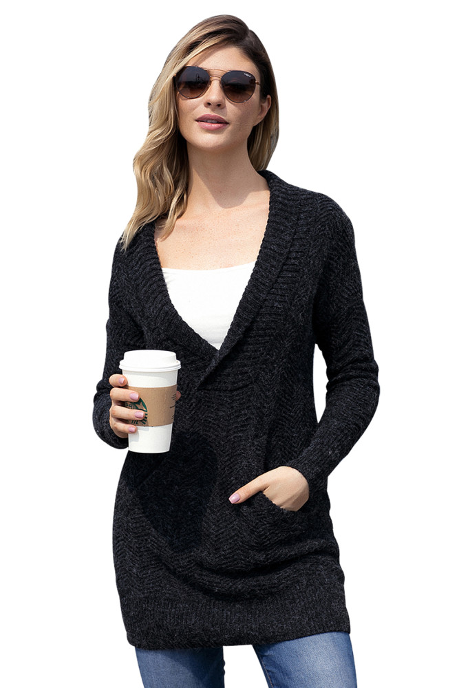 Black Kangaroo Pocket Pullover Sweater