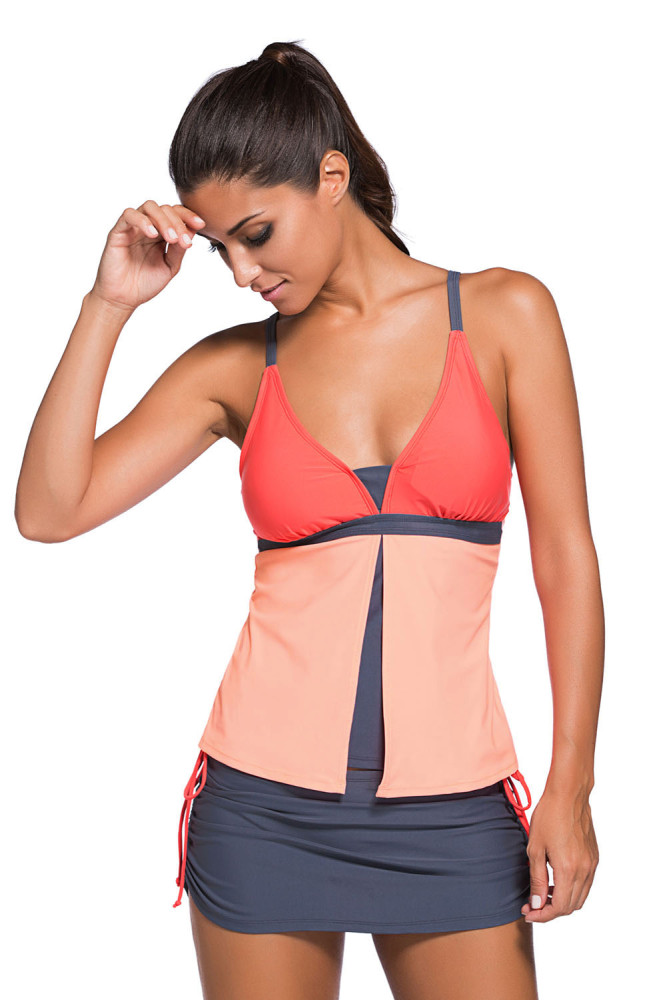Orange Triangular Bikini Peach Flyaway Tankini Top
