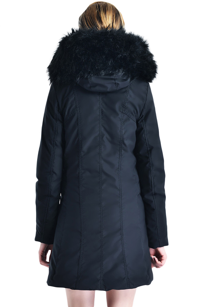 Fur Hooded Winter Rookie Black Parka Jacket