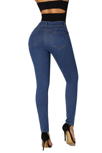 Medium Denim Cuffed Butt Lifting Skinny Jeans