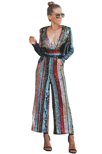 Pop The Champagne Pocketed Sequin Jumpsuit