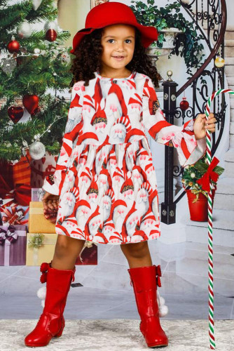 Santa Claus Allover Christmas Little Girl Dress