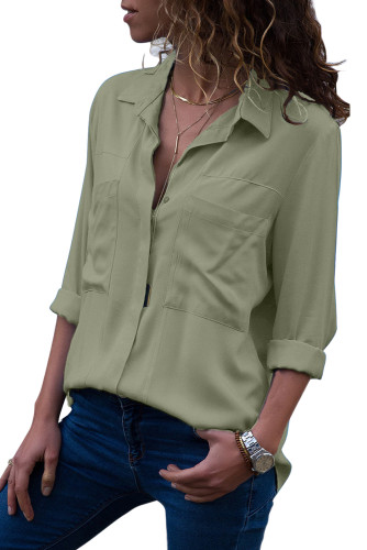 Army Green Covered Placket Button Down Shirt