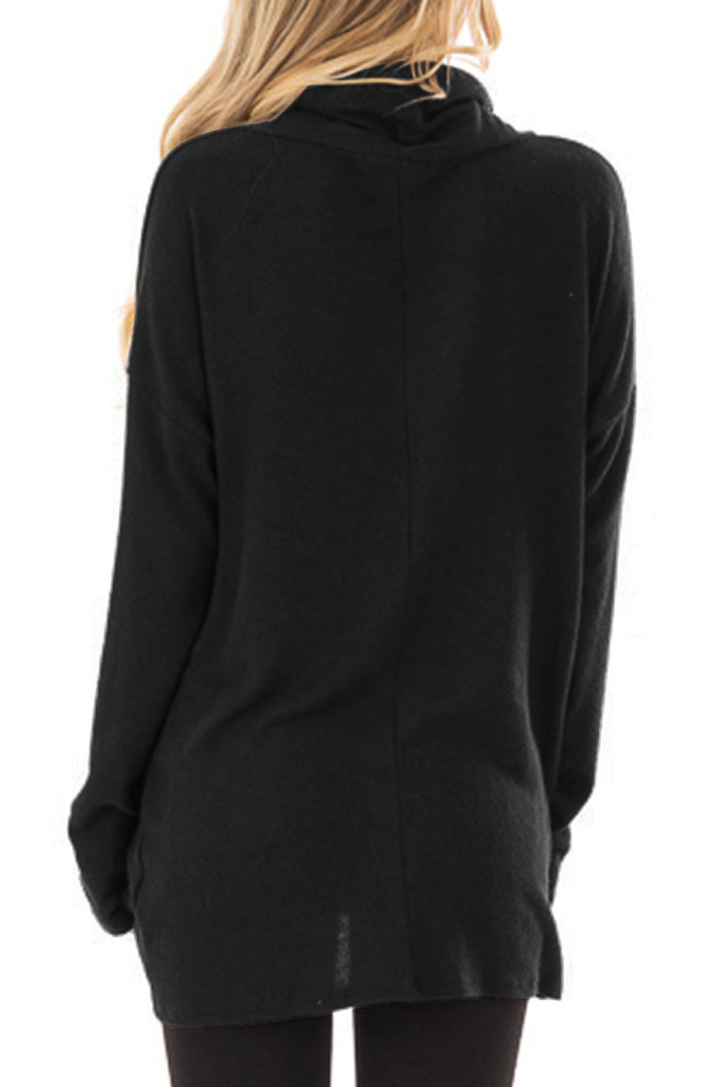 Black Knot Hem Detail Cowl Neck Top