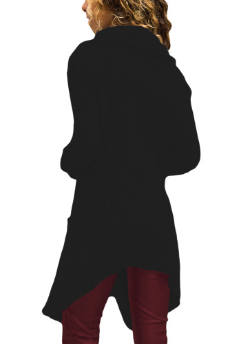 Womens Black Zippered Shawl Collar Jacket