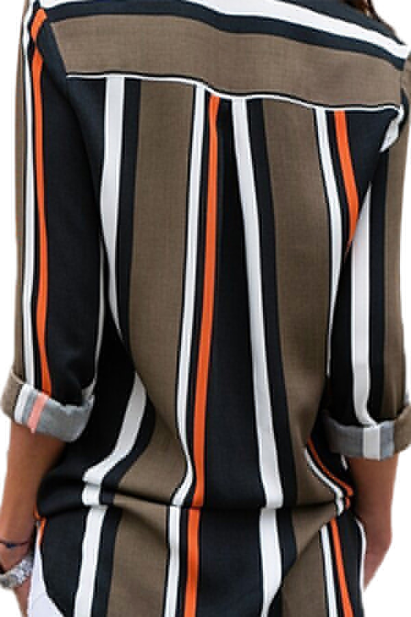 Black Brown Striped Modern Women Shirt