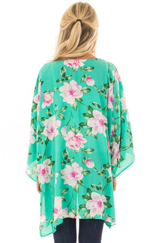 Lightweight Bell Sleeve Mint Floral Cardigan